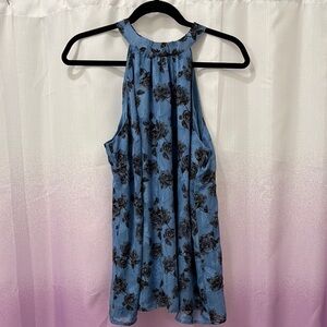 NWT Torrid Blue & Black Floral Halter Tank Top - Size 00